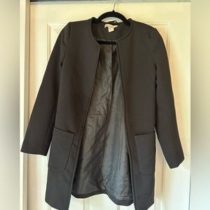 Black H&M Waffle Coat with Rounded Neckline Sz 2